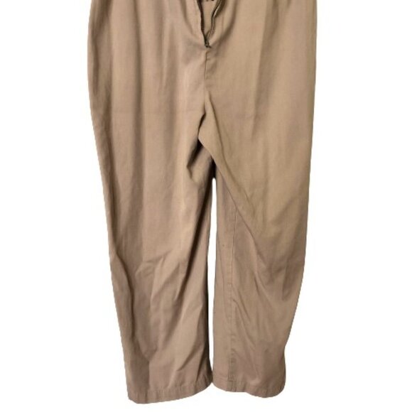 Vintage tan cotton blend minimalist jumpsuit utility overalls - Picture 9 of 14